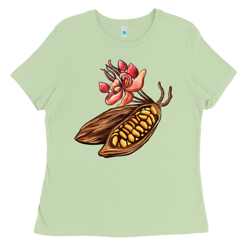 Cacao Beans And Flowers Ladies Tee by AdoDesignShop | Teevron