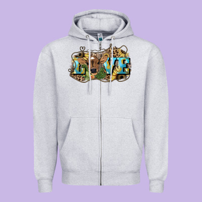 Love Baby Cow Zipper Hoodie Designed By Howdyjamesfarm