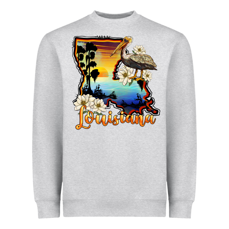Louisiana  Sunset Map Magnolia Heavyweight Sweatshirt by BarkalooDesign | Teevron