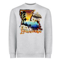 Heather Grey louisiana  sunset map magnolia Heavyweight Sweatshirt - BarkalooDesign