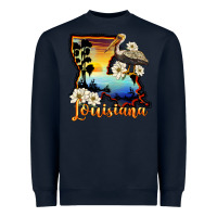 Navy louisiana  sunset map magnolia Heavyweight Sweatshirt - BarkalooDesign