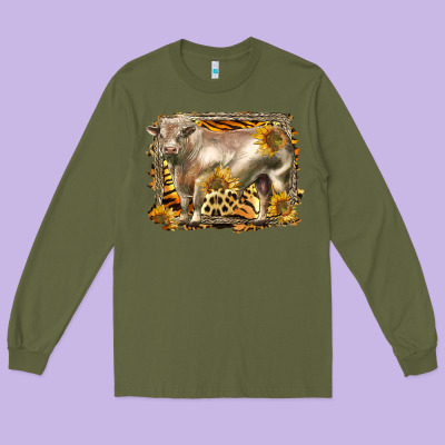 Western Charolais Bull Long Sleeve Tee Designed By Lillyallendesigns