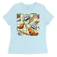 Baby Blue chef tools seamless pattern Ladies Tee - BundleAndBundleShop