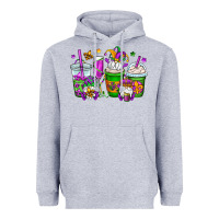 Heather Grey mardi gras gnomes coffee cups Heavyweight Hoodie - OliviaCreatesArt