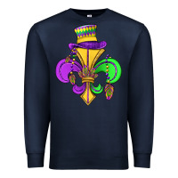 Navy fleur de lis Premium Sweatshirt - OliviaCreatesArt