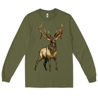 Army Green elk deer Long Sleeve Tee - LillyAllenDesigns