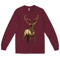 Burgundy elk deer Long Sleeve Tee - LillyAllenDesigns