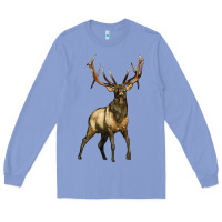 Colony Blue elk deer Long Sleeve Tee - LillyAllenDesigns