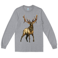 Heather Grey elk deer Long Sleeve Tee - LillyAllenDesigns