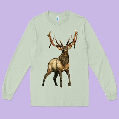 Elk Deer Long Sleeve Tee Designed By Lillyallendesigns