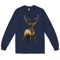 Navy elk deer Long Sleeve Tee - LillyAllenDesigns