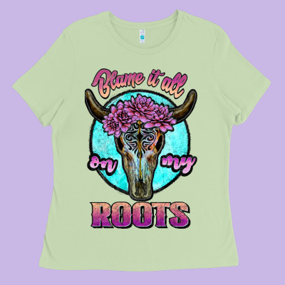 Blame It All On My Roots White Ladies Tee Designed By Jahusdesignshop
