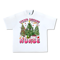 White very merry nurse Urban Heavy Tee - MaliasSmallBusiness