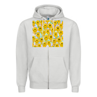 Dove Grey retro smiley faces Zipper Hoodie - TumblerDesignByShophia