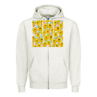 Oatmeal Heather retro smiley faces Zipper Hoodie - TumblerDesignByShophia