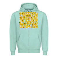 Seafoam retro smiley faces Zipper Hoodie - TumblerDesignByShophia