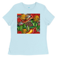 Baby Blue mexican cacti Ladies Tee - Artiststas