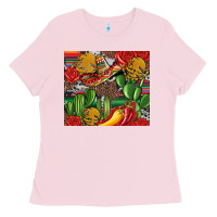 Bubblegum Pink mexican cacti Ladies Tee - Artiststas