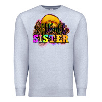 Heather Grey softball sister Premium Sweatshirt - OliviaCreatesArt