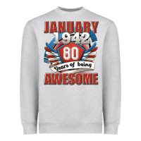 Heather Grey january 1942 80 years of being awesome Heavyweight Sweatshirt - Jasminsmagicworld