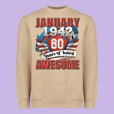 January 1942 80 Years Of Being Awesome Heavyweight Sweatshirt Designed By Jasminsmagicworld