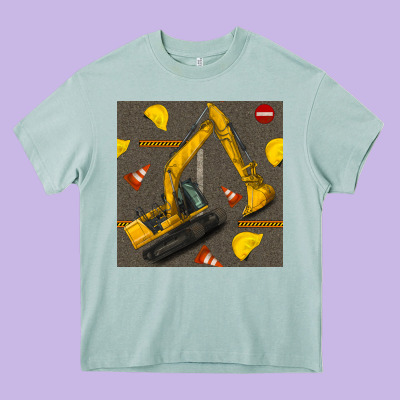 Excavator Seamless Pattern Heavy Core Tee Designed By Bundleandbundleshop