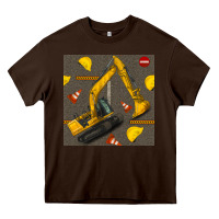 Chocolate Brown excavator seamless pattern Heavy Core Tee - BundleAndBundleShop