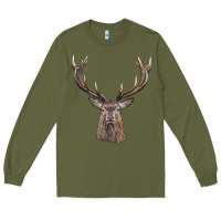 Army Green elk deer head Long Sleeve Tee - LillyAllenDesigns