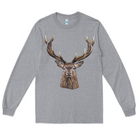 Heather Grey elk deer head Long Sleeve Tee - LillyAllenDesigns