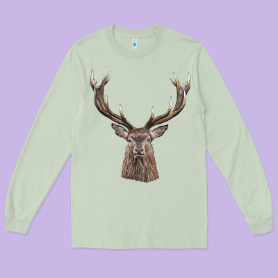 Elk Deer Head Long Sleeve Tee Designed By Lillyallendesigns