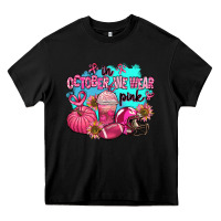 Black in october we wear pink american football Heavy Core Tee - AdoDesignShop