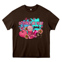 Chocolate Brown in october we wear pink american football Heavy Core Tee - AdoDesignShop