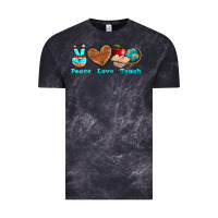 Cloud Black peace love teach Vintage Tee - NancyCooperArtShop