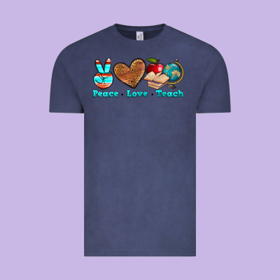 Peace Love Teach Vintage Tee Designed By Nancycooperartshop