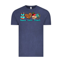 Vintage Denim peace love teach Vintage Tee - NancyCooperArtShop