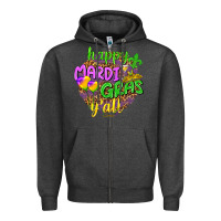 Charcoal Heather Love Mardi Gras Y'all Zipper Hoodie - HowdyJamesFarm