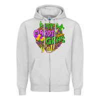 Dove Grey Love Mardi Gras Y'all Zipper Hoodie - HowdyJamesFarm