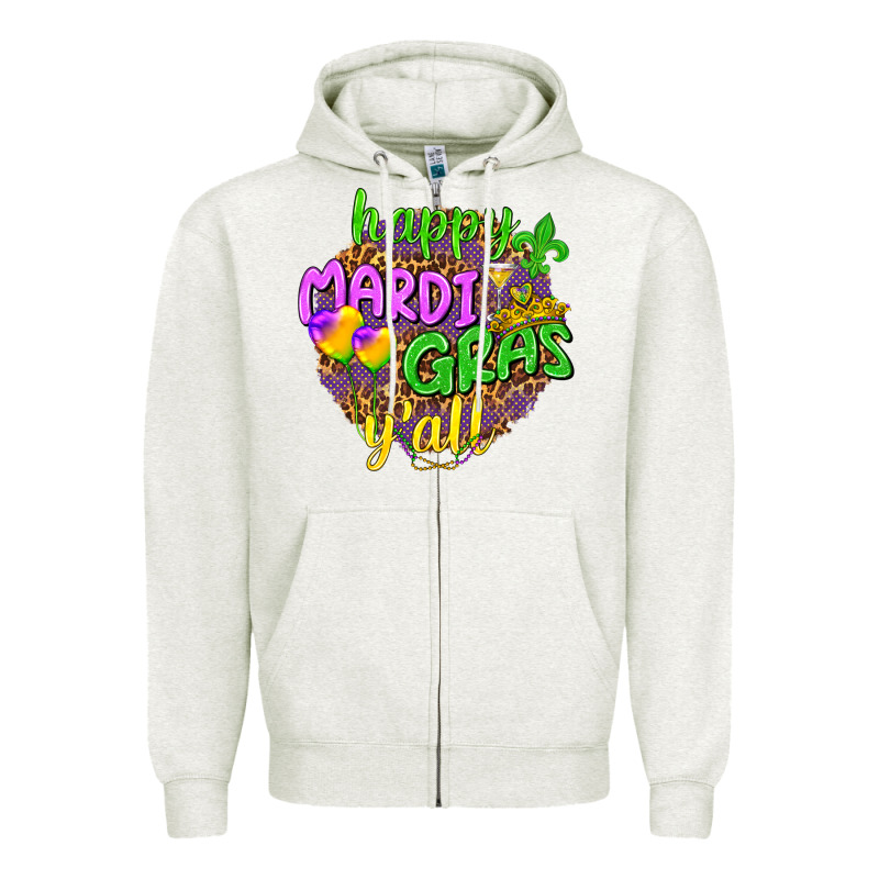 Love Mardi Gras Y'all Zipper Hoodie by HowdyJamesFarm | Teevron