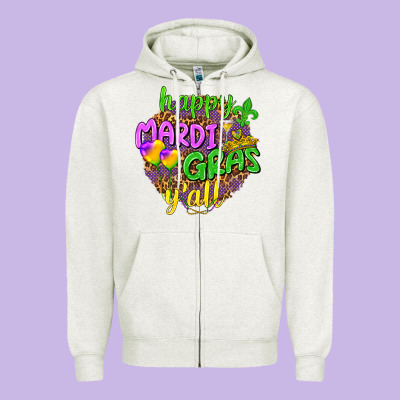Love Mardi Gras Y'all Zipper Hoodie Designed By Howdyjamesfarm