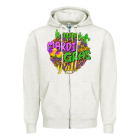 Oatmeal Heather Love Mardi Gras Y'all Zipper Hoodie - HowdyJamesFarm