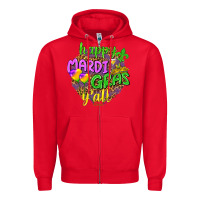 Red Love Mardi Gras Y'all Zipper Hoodie - HowdyJamesFarm