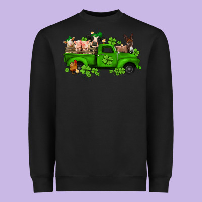 St Patricks Farm Animals Truck Heavyweight Sweatshirt Designed By Jasminsmagicworld