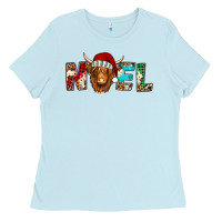 Baby Blue noel long haired shaggy cow Ladies Tee - Jasminsmagicworld