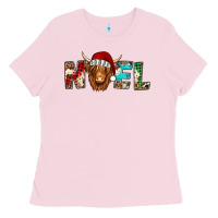 Bubblegum Pink noel long haired shaggy cow Ladies Tee - Jasminsmagicworld