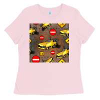 Bubblegum Pink asphalt paver seamless pattern Ladies Tee - BundleAndBundleShop