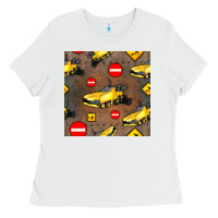 White asphalt paver seamless pattern Ladies Tee - BundleAndBundleShop