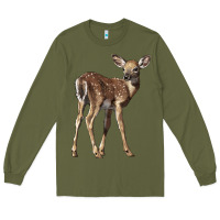Army Green white tailed fawn deer Long Sleeve Tee - LillyAllenDesigns