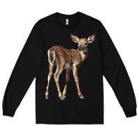 Black white tailed fawn deer Long Sleeve Tee - LillyAllenDesigns