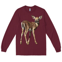 Burgundy white tailed fawn deer Long Sleeve Tee - LillyAllenDesigns