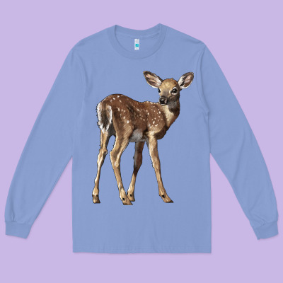 White Tailed Fawn Deer Long Sleeve Tee Designed By Lillyallendesigns
